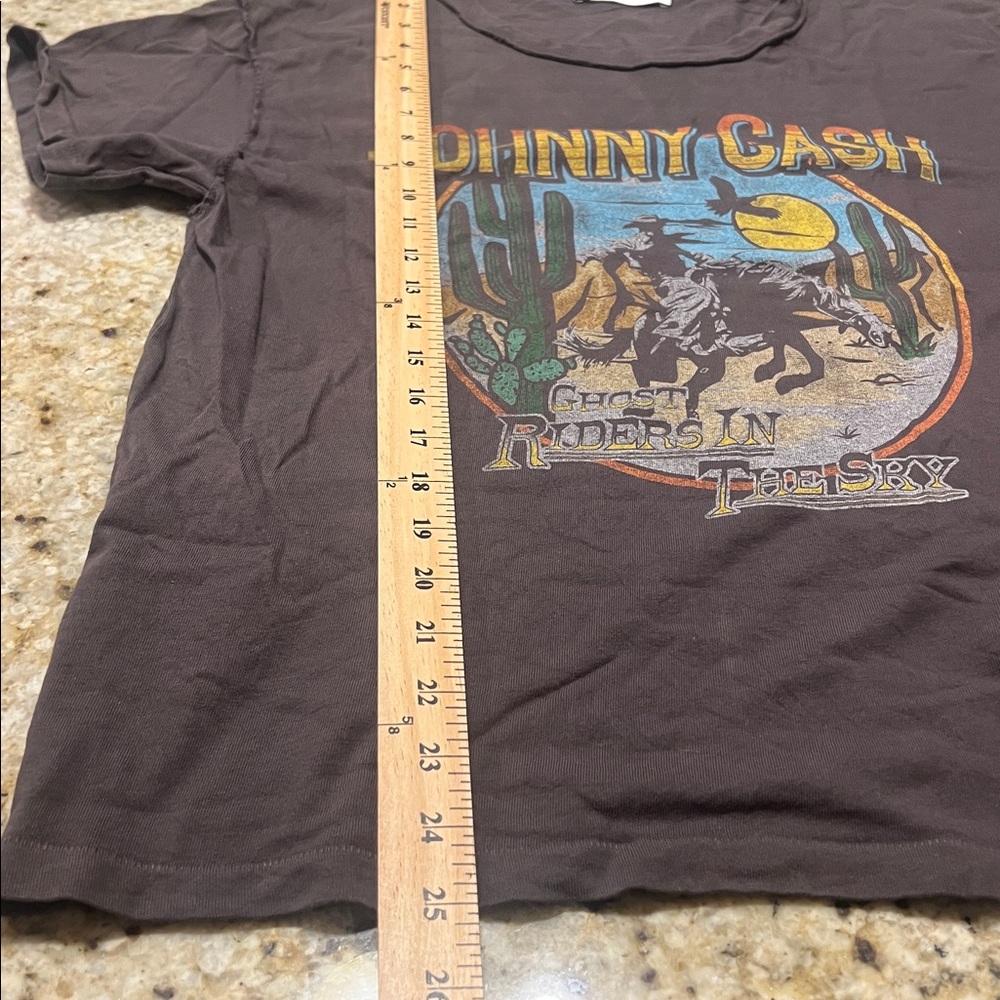 DAYDREAMER X FREE PEOPLE JOHNNY CASH brown/taupe 100% cotton GRAPHIC TSHIRT SZ L - Picture 10 of 10